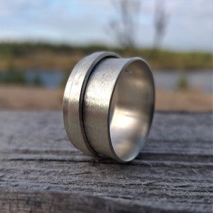 Contemporary Brushed Spinner Ring MD280 image 1