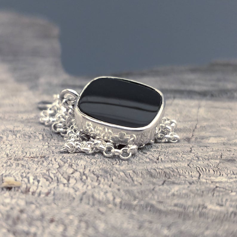 Unique Handmade Silver Necklace with Onyx MD255