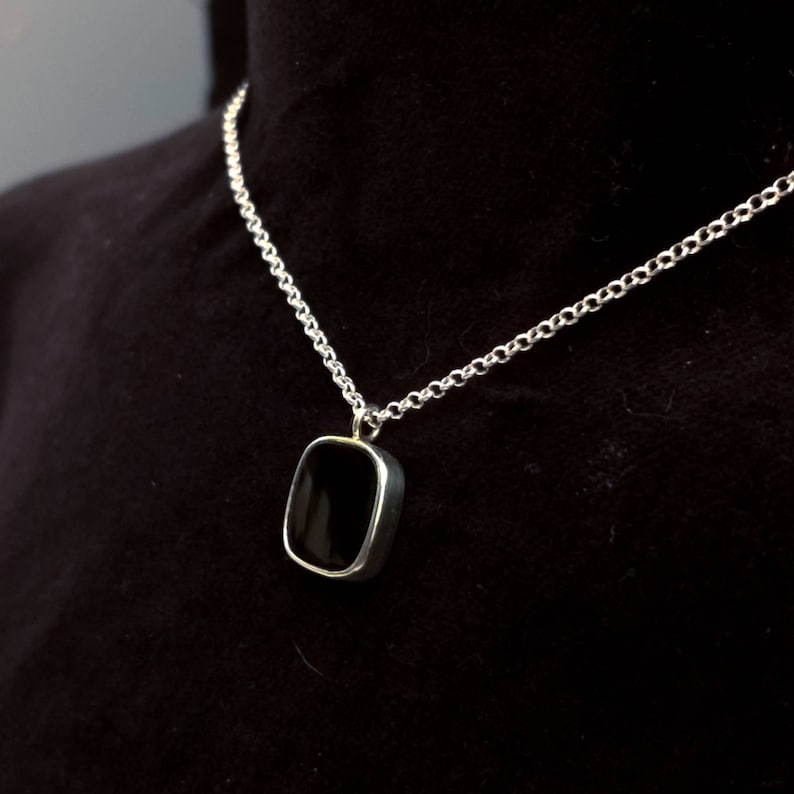 Unique Handmade Silver Necklace with Onyx MD255