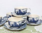 Johnson Bros Castle Story, blue Cup Saucer
