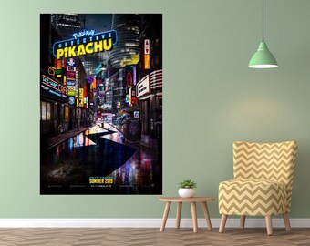 Pokemon Detective Pikachu Poster Ryan Reynolds Movie Silk Print 27x40/" 32x48/"