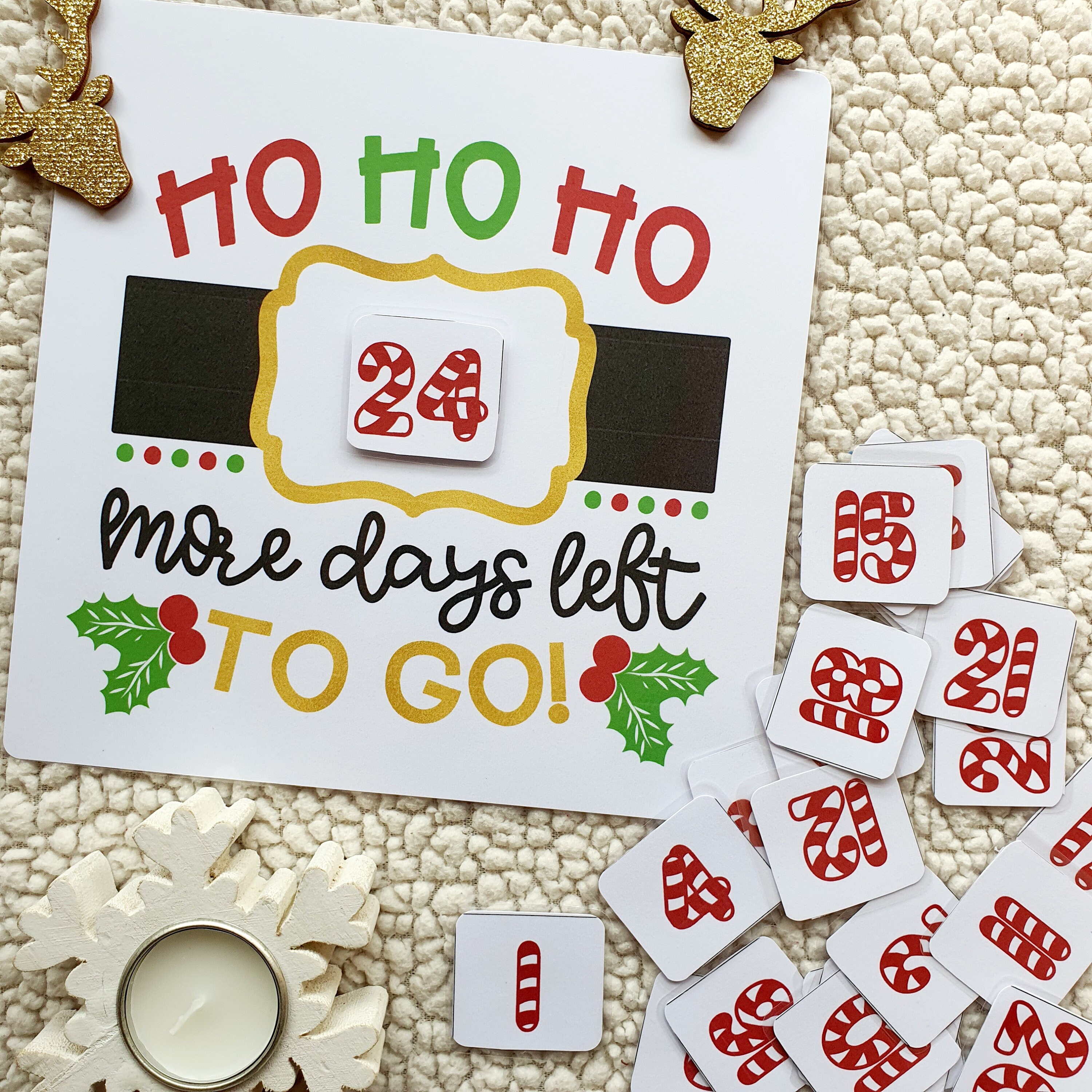 Cuenta regresiva de Navidad / Atrás de Navidad reutilizable / Etsy España