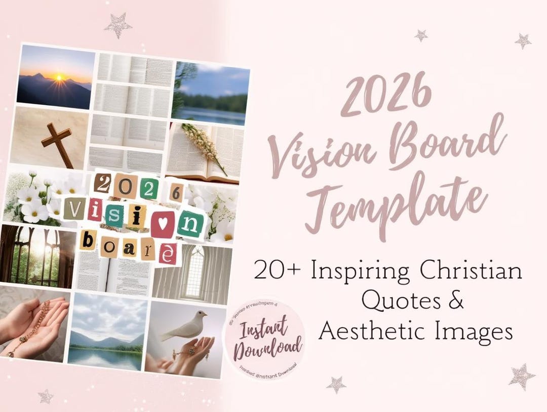 Christian Vision Board 2026 Template and Quotes Party WHOLE SHOP BUNDLE ...