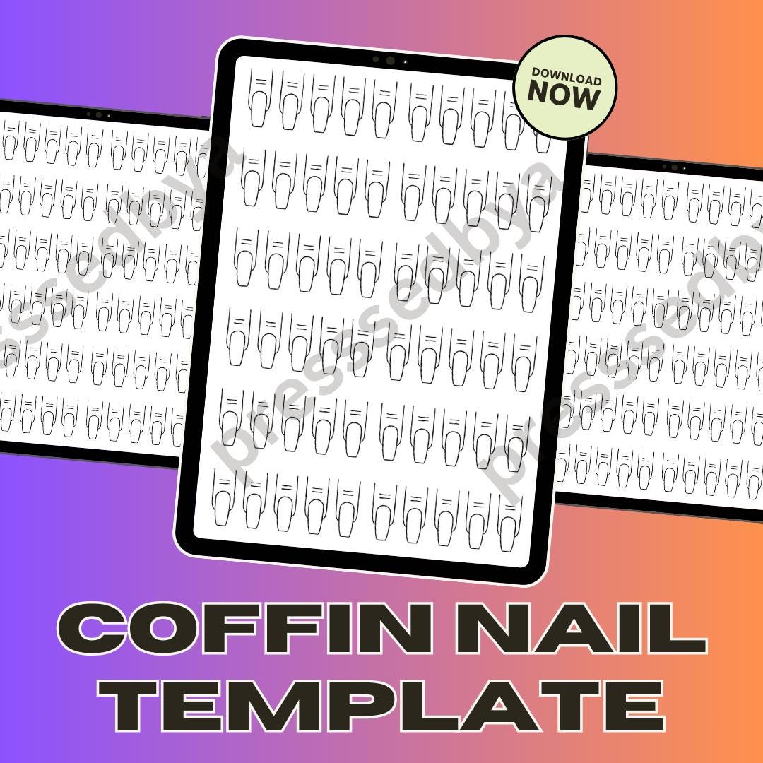 Coffin Nail Template 1 Printable & Digital Nail Art Planner All