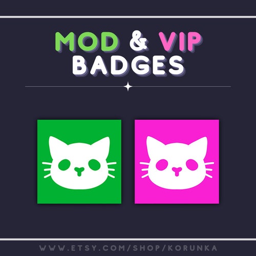 Mod Badge & VIP Badge Cat Kitty Badges for Your Twitch Etsy
