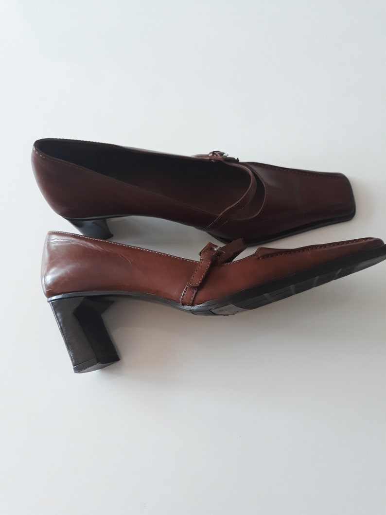 Heels Shoes Brown Pump Brown Heels Shoes Shoes 80s Womens Shoes Vintage Leather Shoes Vintage Heels Italian Shoes Leather Shoes Size EU 41