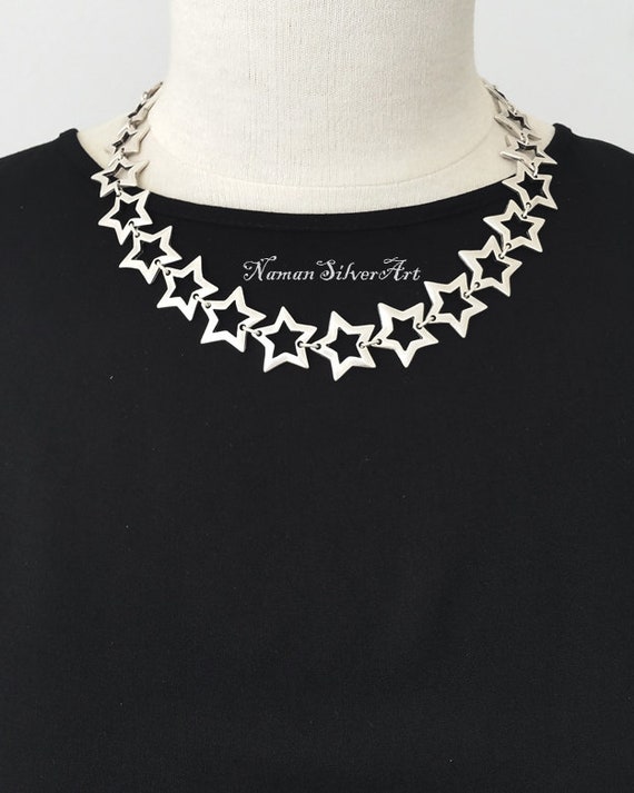 silver multi star necklace