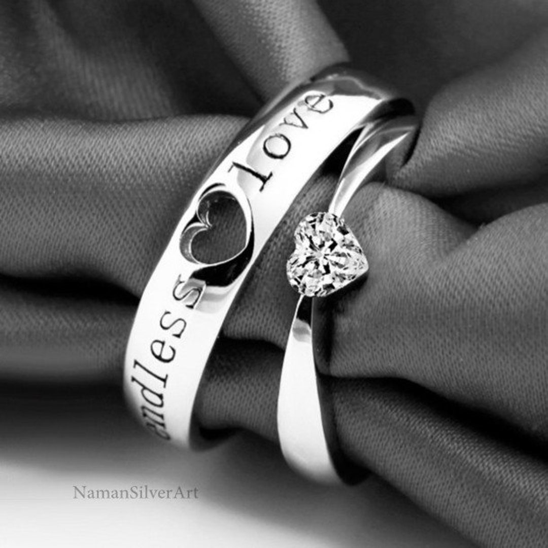 Golden Alphabet Stainless Steel Ring Hearts Arrows Couple - Temu
