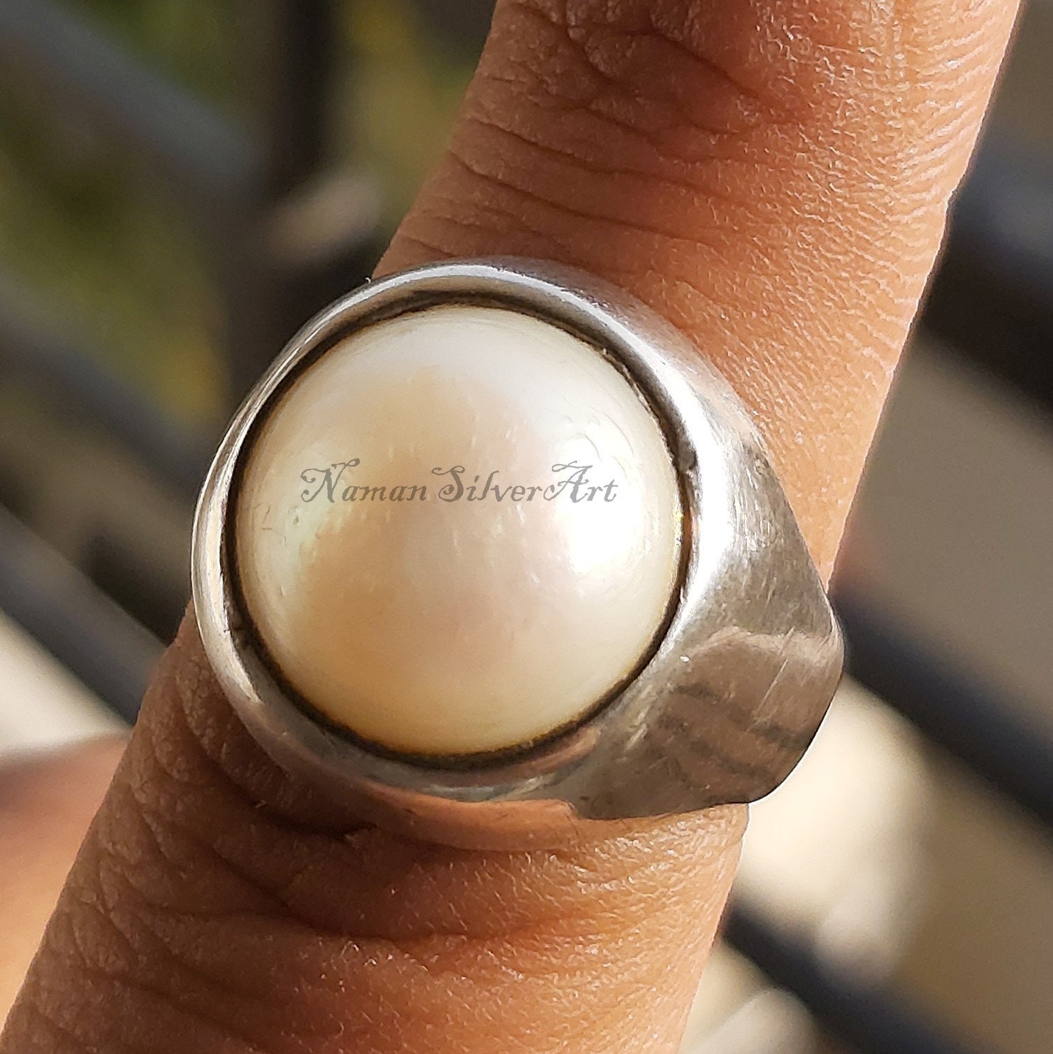 Natural Pearl Ring For Men And Women, Certified Moti Ring