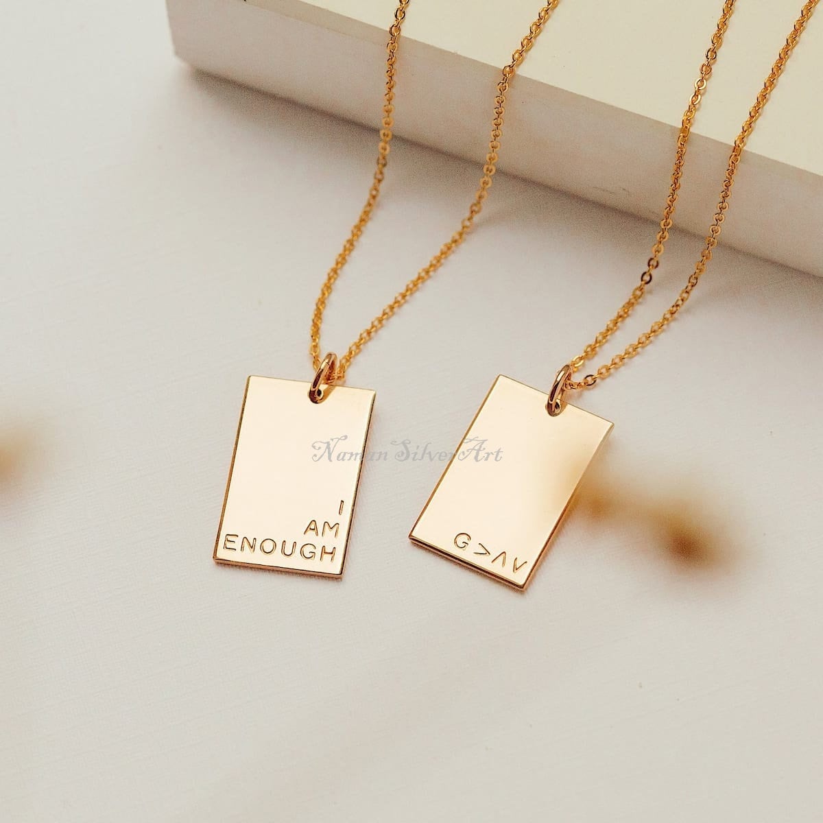 Personalised rectangle deals necklace