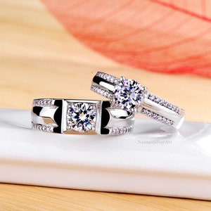 925 Sterling Silver Engagement Rings Wedding Rings Minimalist Promise ...