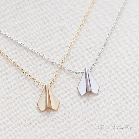Paper Airplane Necklace - 925 Sterling Silver