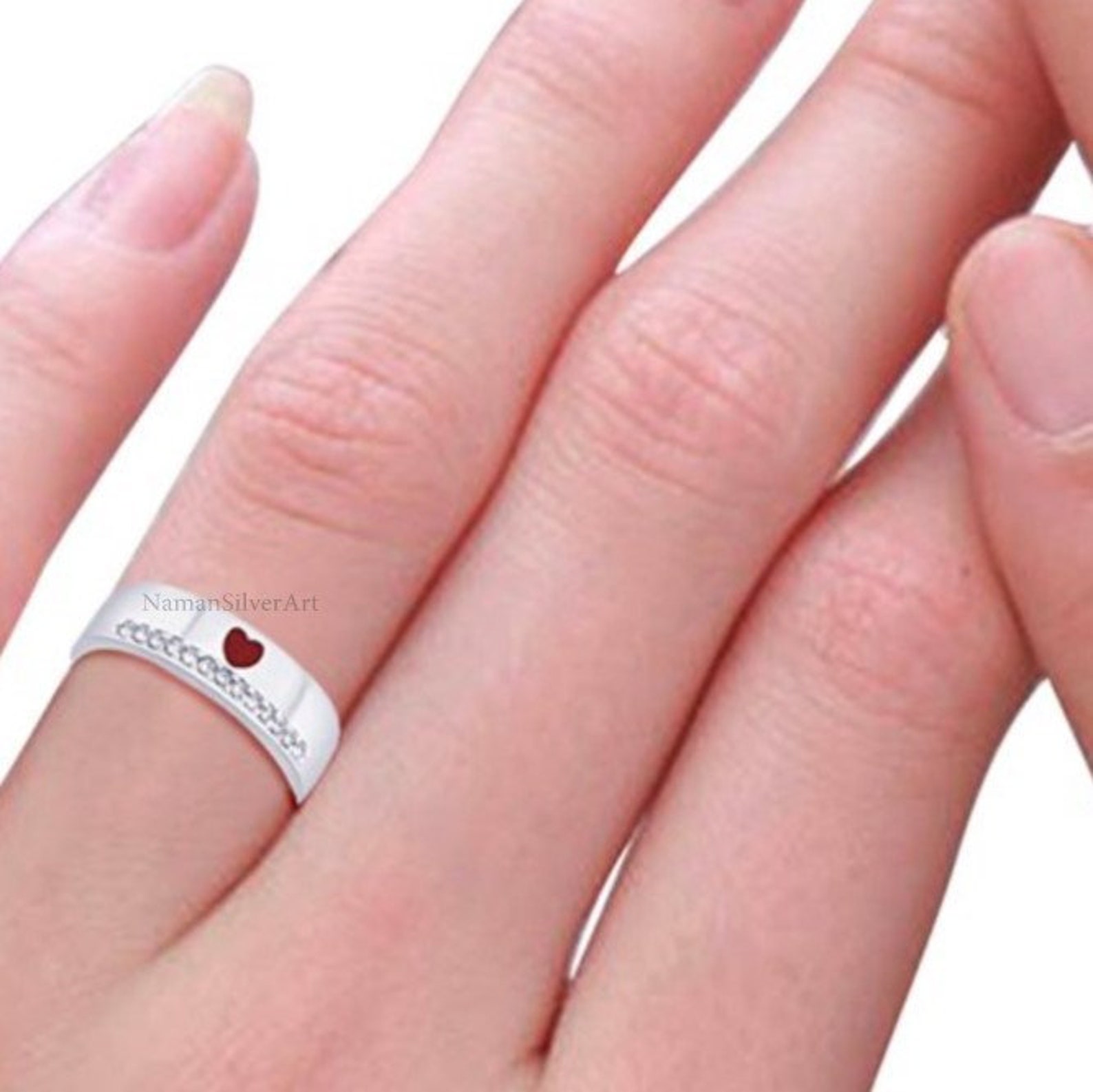 Promise Heart Matching Couple Rings Minimalist Rings Etsy