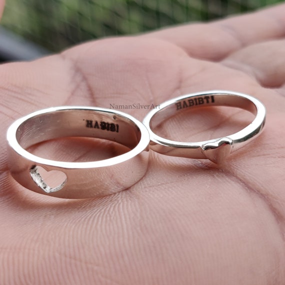 Custom Fingerprint Engraved Black Tungsten Couple's Matching Ring Set
