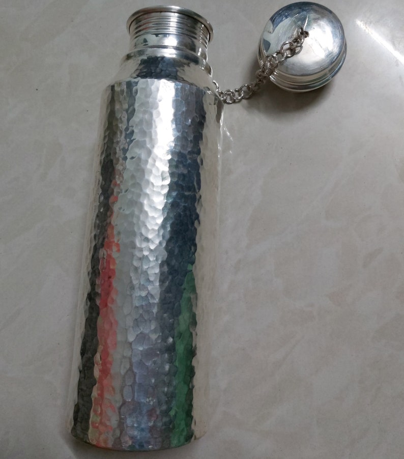 999 Pure Silver Water Bottle Fully Hammered Handmade Silver Etsy