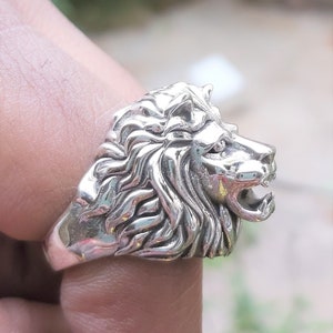 Men's Plain Lion Ring, Plain silver Ring, Newly Design Aggressive Lion ring, 925 Sterling Silver Jewelry, Valentine's gift for him, Hard man