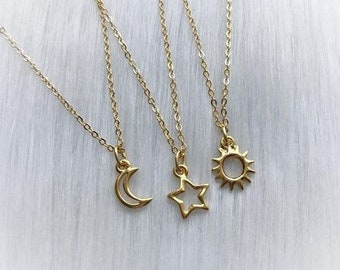 925 Moon Sun Star Necklace - Etsy