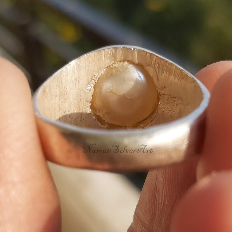 Men's Pearl Ring White Pearl Ring Sterling Silver Pearl Etsy