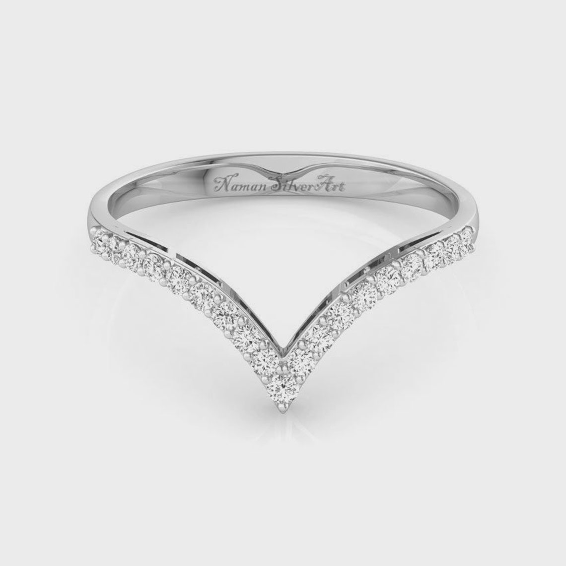 Silver V Shaped Ring 925 Sterling Silver Chevron Zircon Ring Etsy