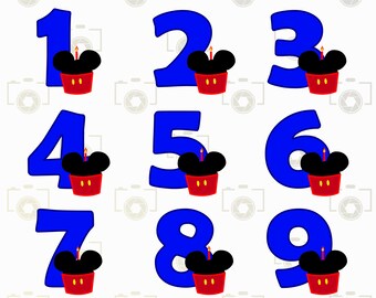 mickey mouse numbers etsy