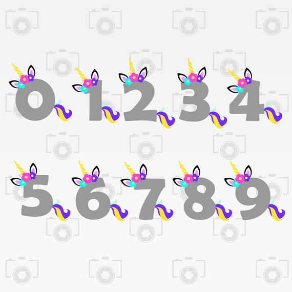 unicorn numbers svg unicorn numbers digital clipart for etsy