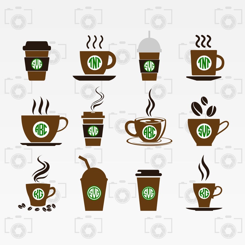 Print or more Cut files Coffee Cup Monogram Digital clipart for Design Instant files download svg png dxf Coffee Cup svg