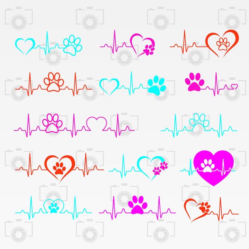 Download Cut Files Paw Heartbeat Svg Instant Files Download Svg Png Paw Heartbeat Digital Clipart For Design Dxf Paw Svg Print Or More Paper Party Kids Kids Crafts Keyforrest Lt