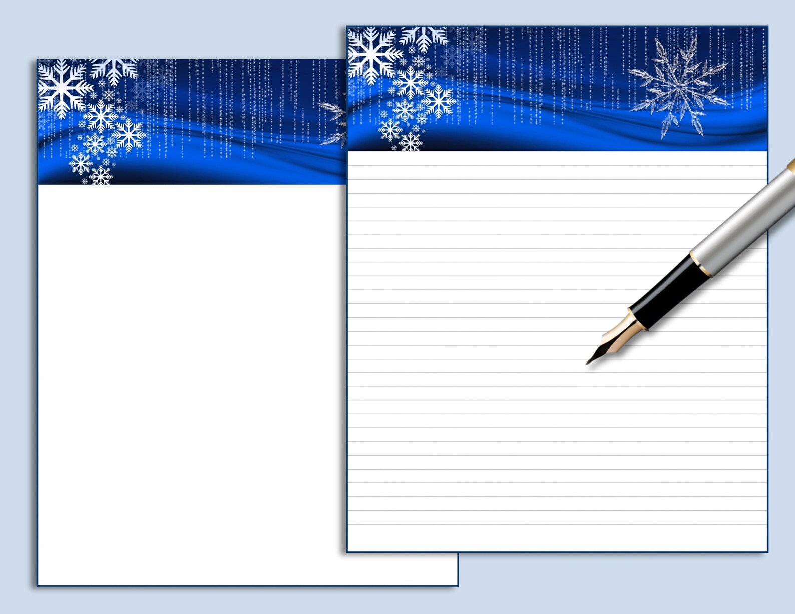 FALLING SNOW Printable Stationery Set Instant Download Winter Etsy