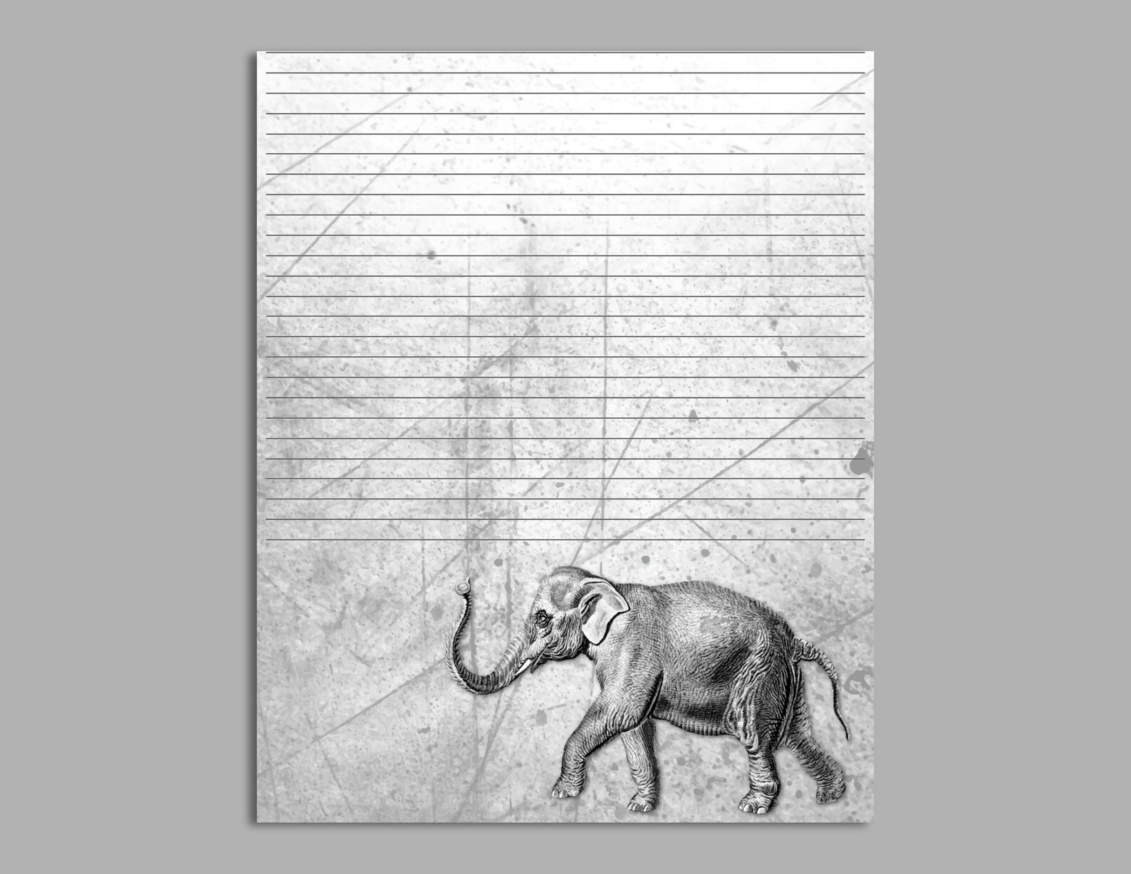 ELEPHANT Printable Stationery Set Instant Digital Download Etsy