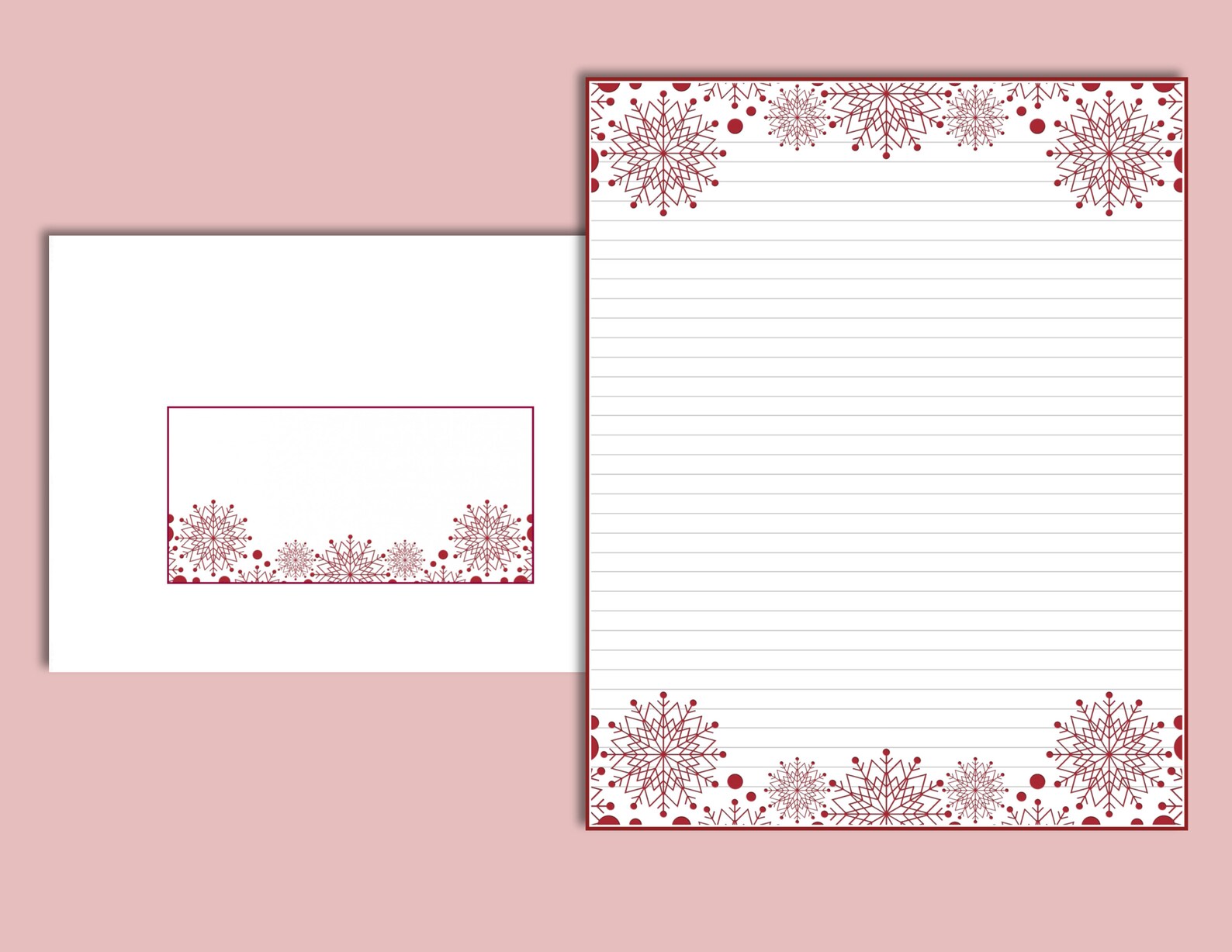 SNOWFLAKES Printable Stationery Set Instant Download Winter | Etsy