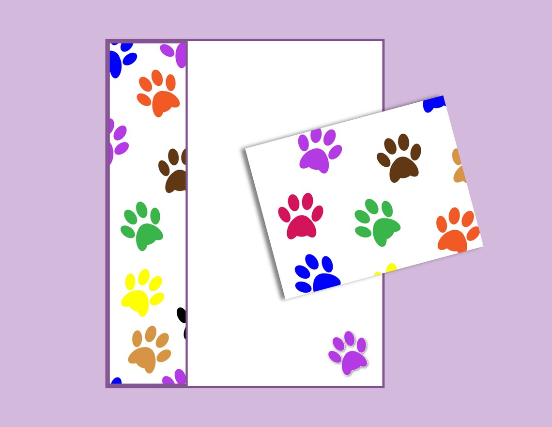 PAW PRINTS Printable Stationery Set. Instant Download Writing | Etsy