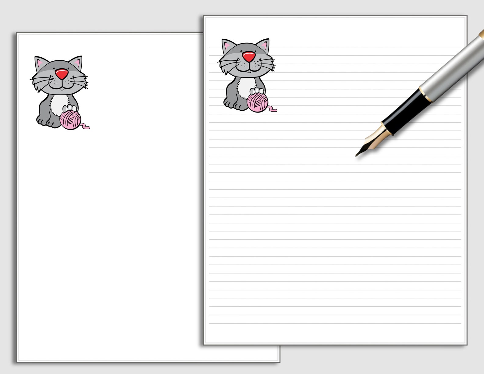 HAPPY CAT Printable Stationery Set Instant Download Writing | Etsy