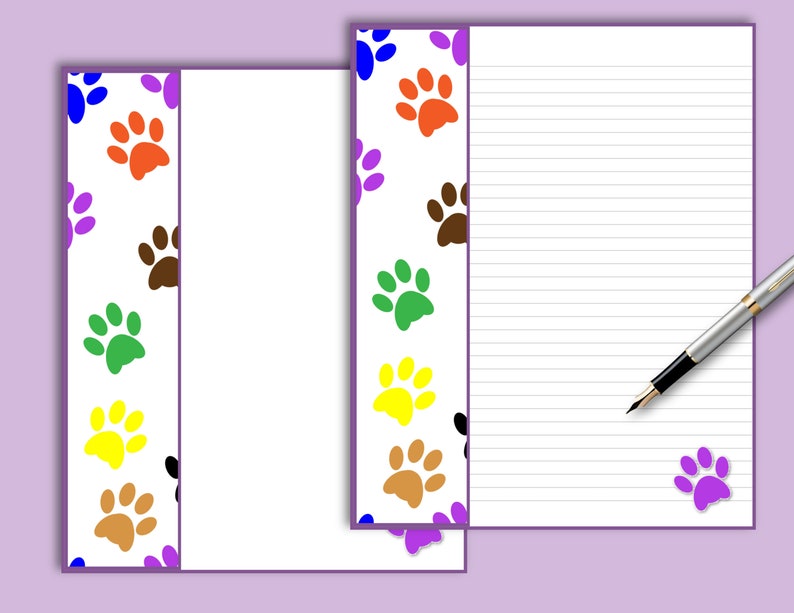 PAW PRINTS Printable Stationery Set. Instant Download Writing | Etsy