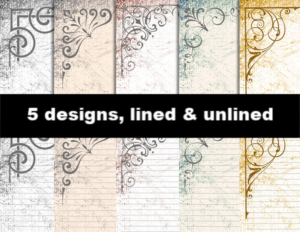 DECORATIVE CORNERS Printable Paper Pack Stationery Instant | Etsy