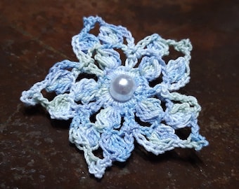 beautiful crochet Brooch, light blue