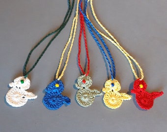 Bird bookmarks set of 5 blue, red, white, yellow, green