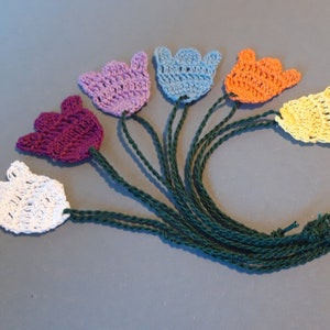 Tulip applique set of 6 white, purple, lilac, light blue, apricot, yellow image 1