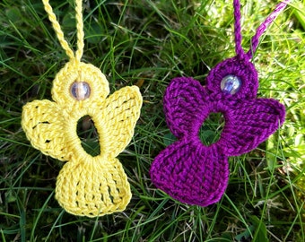2 crochet Angel Charms marsala, yellow
