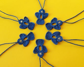 6 Anges au crochet en bleu