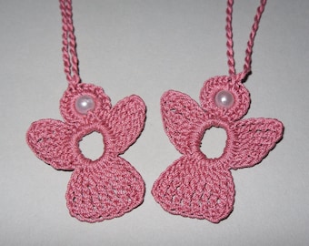 2 crochet Angel Charms, old rose