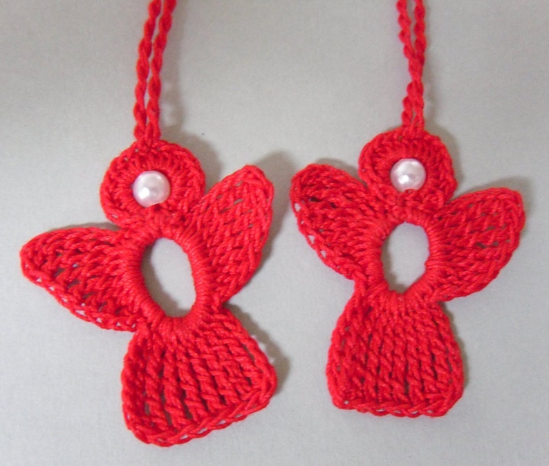 Set of 6 crochet Angel Charms red image 6