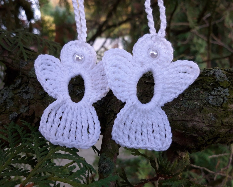 2 Anges gardiens au crochet blanc image 1