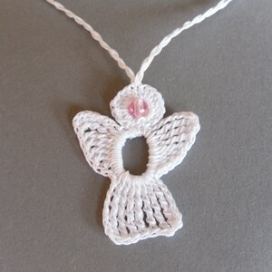 2 crochet Angel Charms white, rose bead image 7