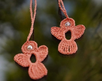 2 crochet Angel Charms in salmon