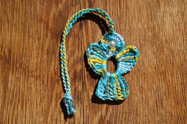 Ange au crochet turquoise jaune image 8