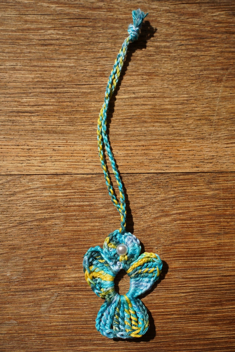 Ange au crochet turquoise jaune image 6