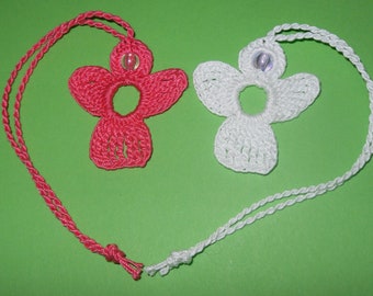 2 crochet Angel Charms, pink & white