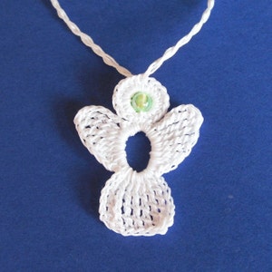 3 crochet Angel Charms white with bead image 9