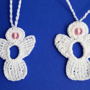 2 crochet Angel Charms white, rose bead image 8