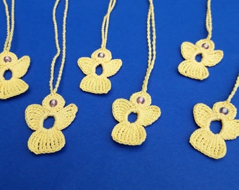 6 crochet Angel Charms yellow